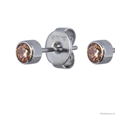 Пусеты Fiore Luna, Cubic zirconia Champagne, SWE0128 CH S